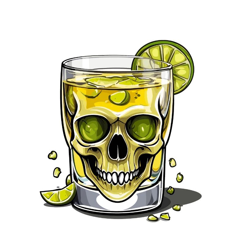 Ikonisches Mexiko Getränk Tequila Skull Design