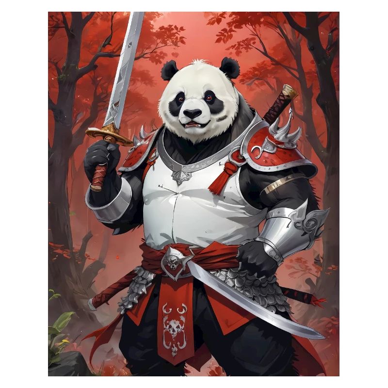Ein monströses Ungetüm, ein Pandabär, Samurai