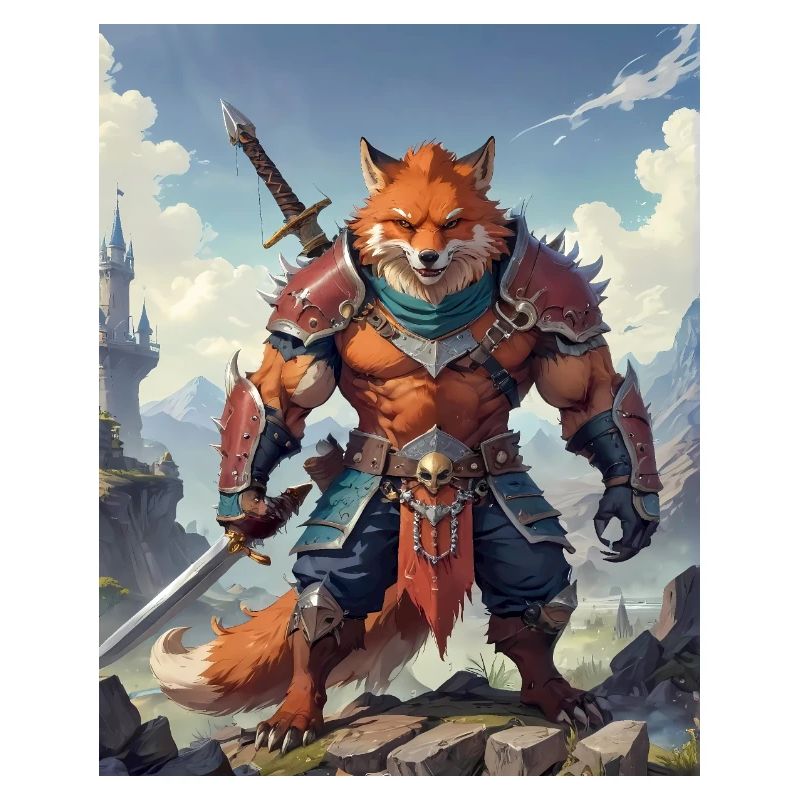 A monstrous behemoth beast a red fox as fantasy