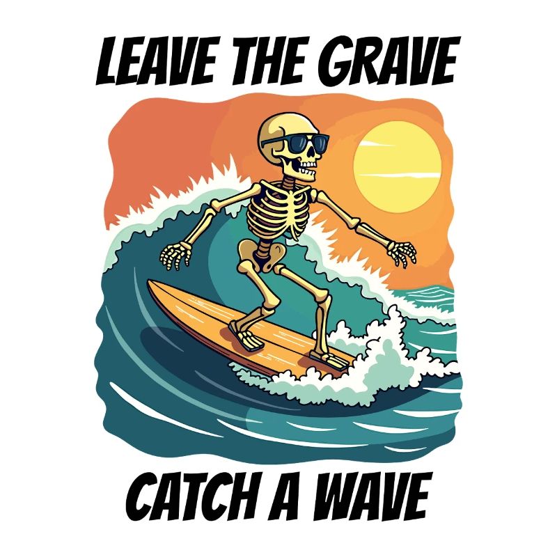 Surf Surf Skeleton Fun Cool Plage Vacances