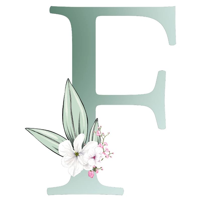 F Monogram, Floral, Customizable