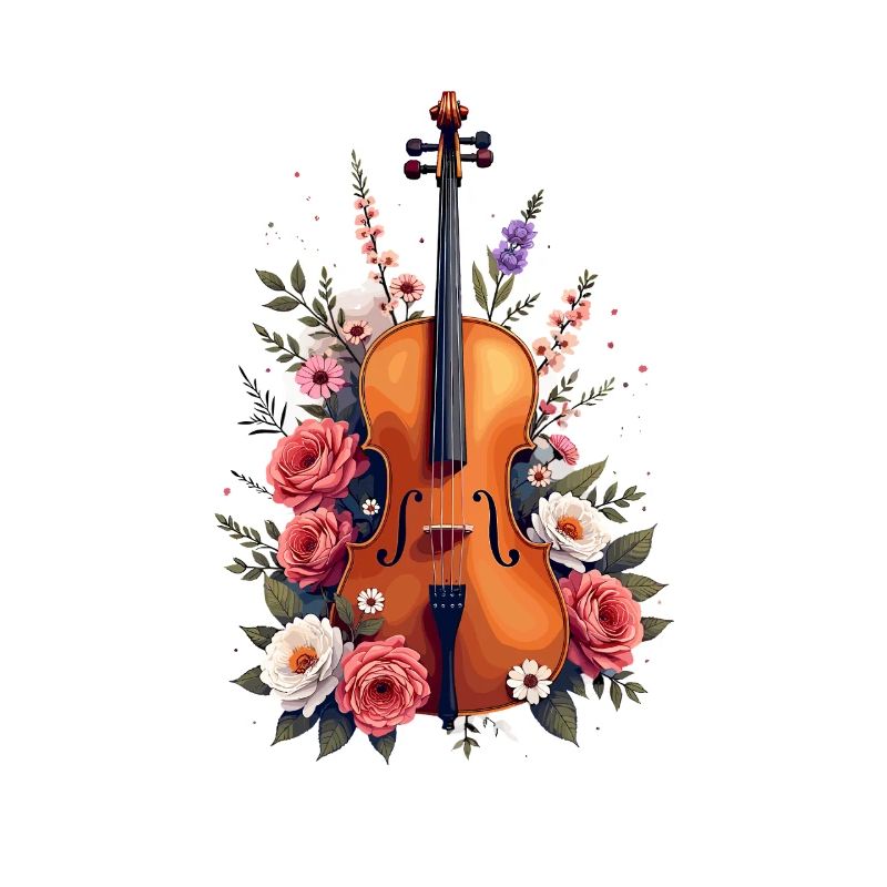 Violon élégant à décor floral