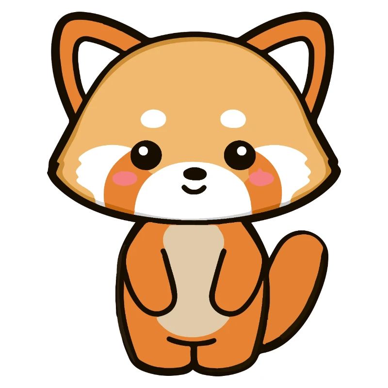 Dessin animé panda roux kawaii
