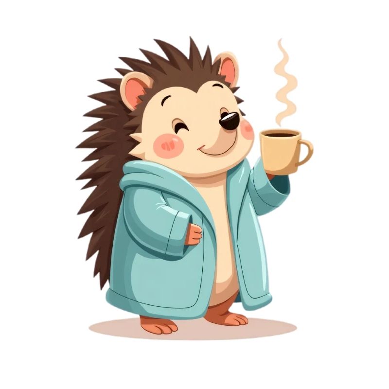 hérisson avec motif de pull de café