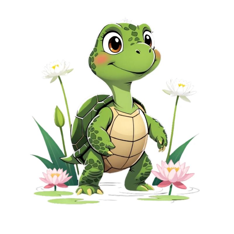 Charming turtle design with flowers