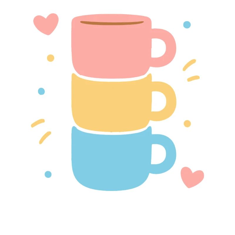 Süße Kaffeetasse Stack Pastel Hearts Love