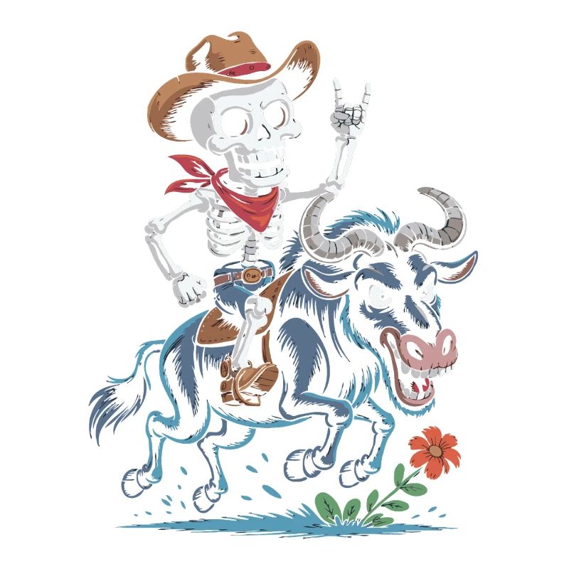 Skeleton Cowboy Rodeo on Wildebeest