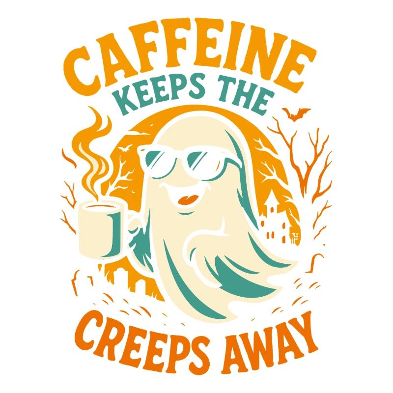 Caffeine Keeps The Creeps Away Ghost Halloween