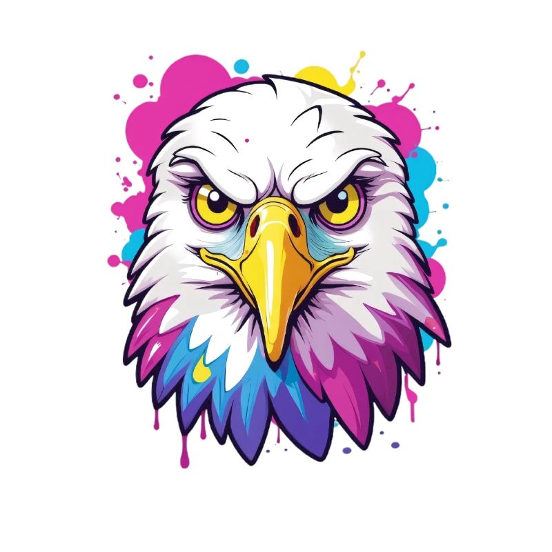 Tête d’aigle éclaboussure colorée