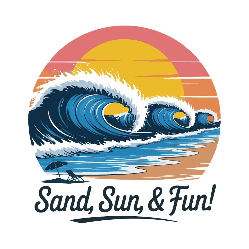 Retro Beach Wave Sunset
