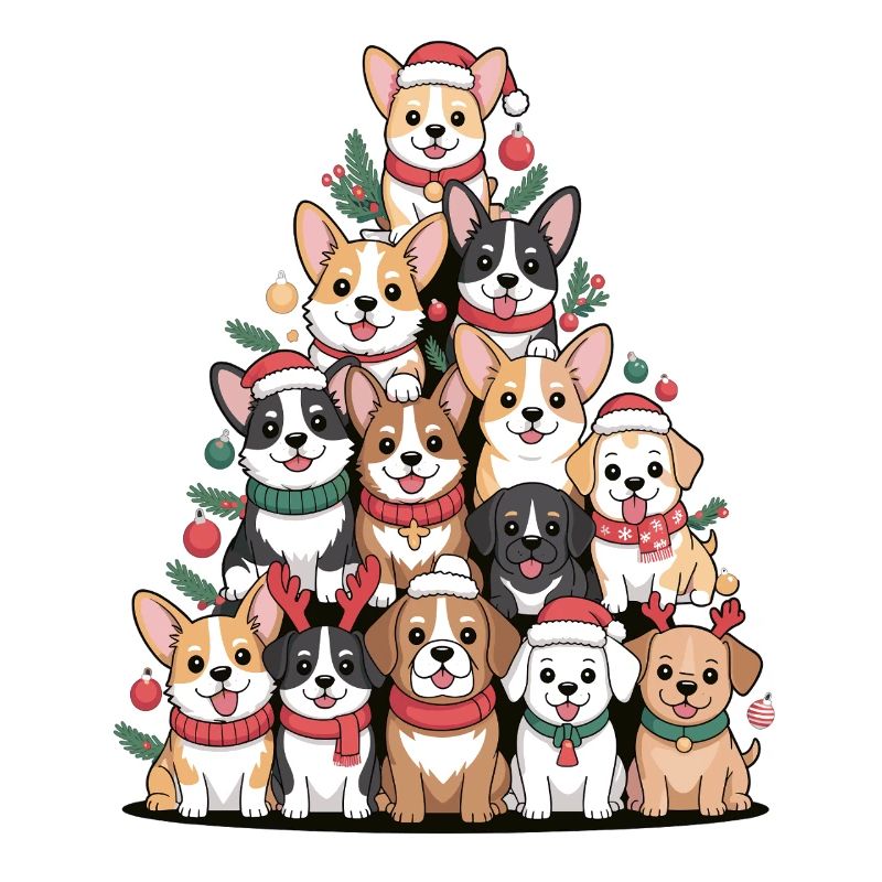 Pyramide de chien de Noël – Drôle de look de Noël