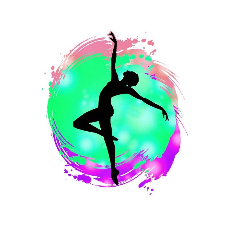 Silhouette de danseuse néon éclaboussure