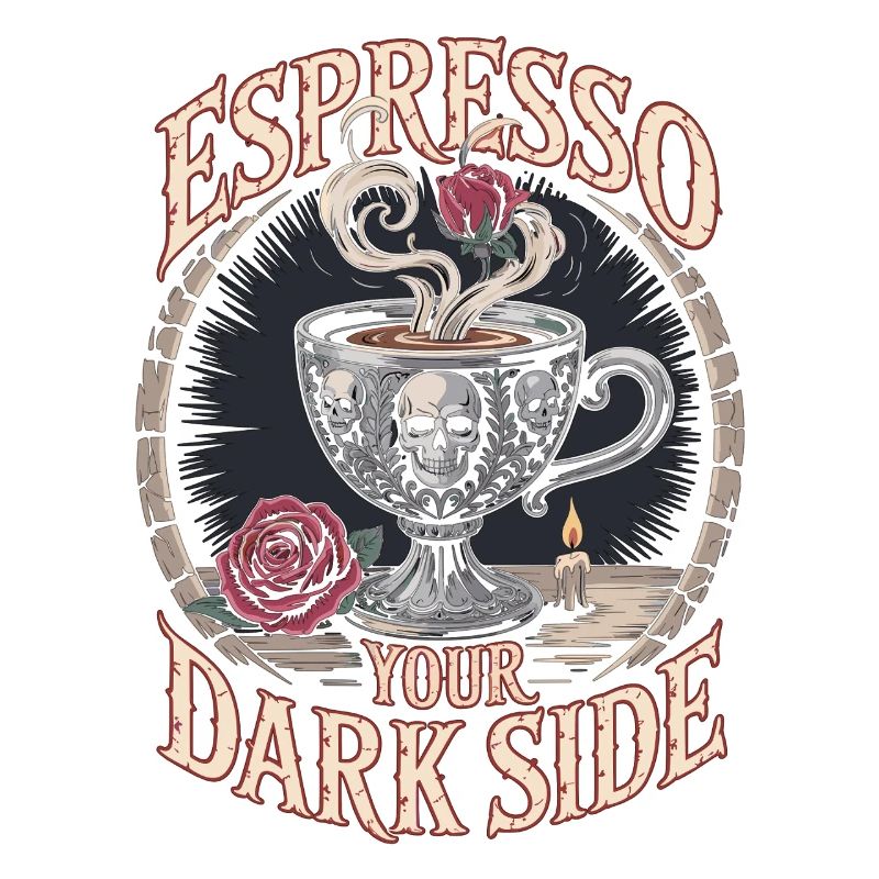 Gothic Coffee Cup with Skull & Rose