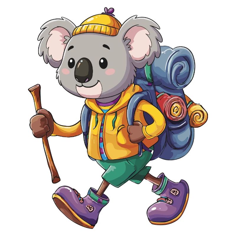 Cute Koala Hiking Camping Adventure Backpacker