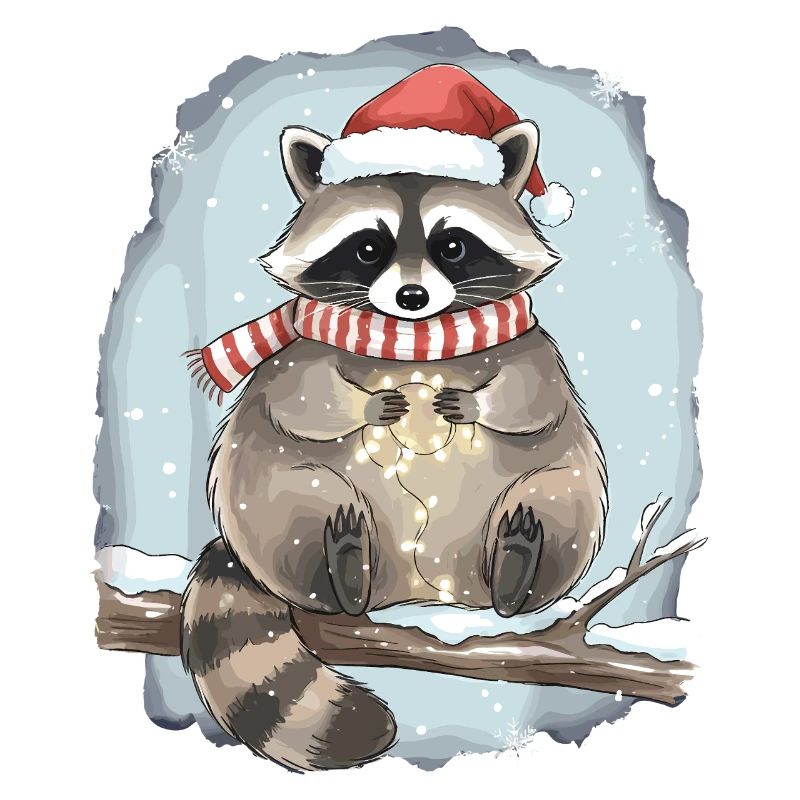Noël de raton laveur assorti en famille drôle