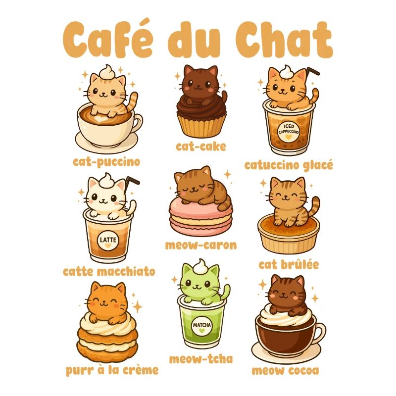 Café Du Chat Jeu de mots sur le café Chat mignon