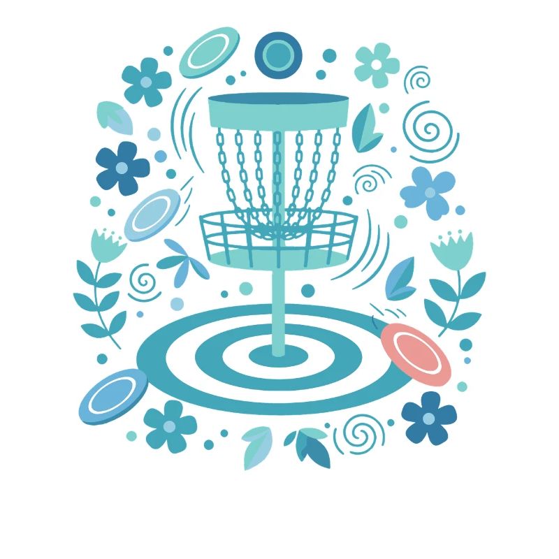 Disc Golf Basket Floral Flying Disc Golf Scene Fun