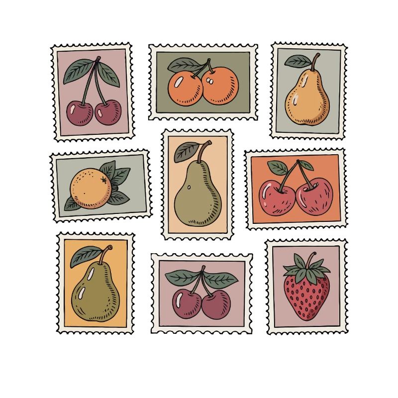 Pastel Fruit Stamp Pattern