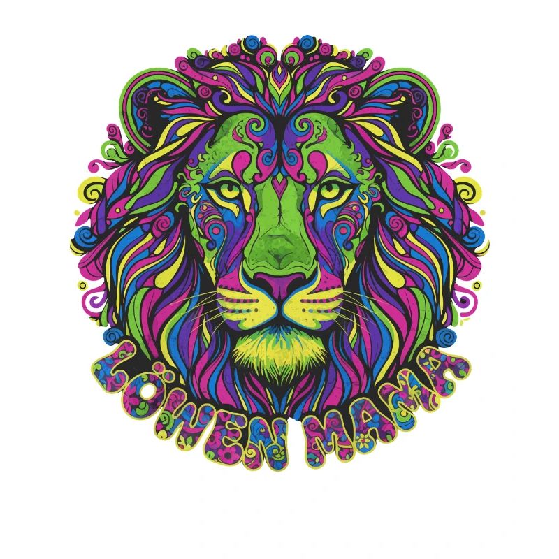 Löwen Mama Psychedelisch Bunter Löwe Mandala