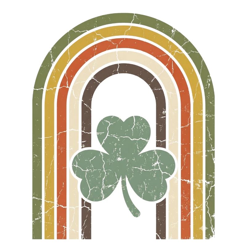 Arc-en-ciel vintage avec le trèfle de la Saint-Patrick