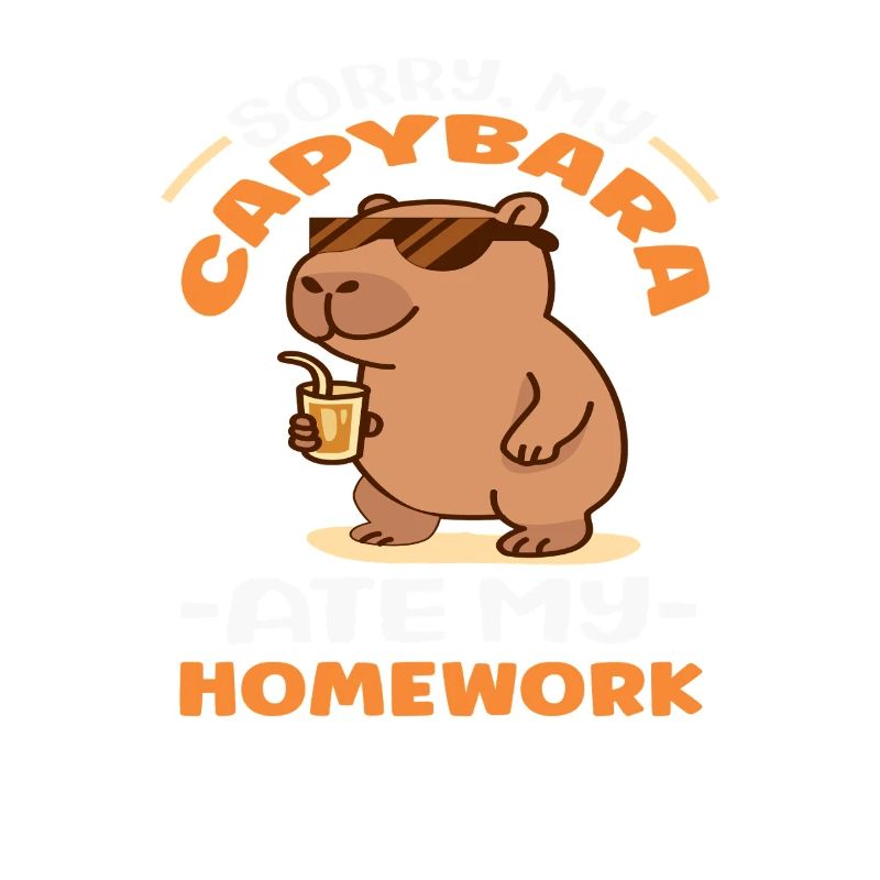 Désolé, mon capybara a mangé mes devoirs. Mignon, drôle.