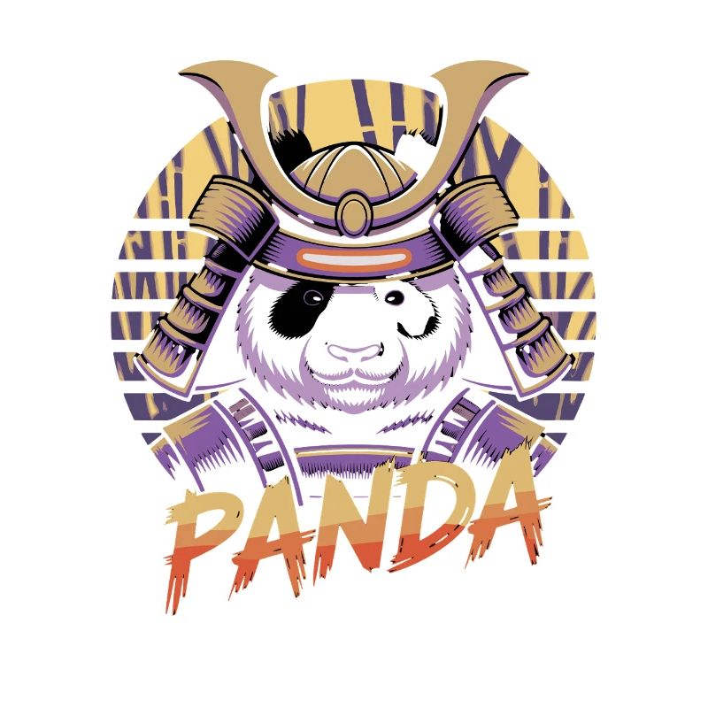 Warlike Panda Samurai Illustration