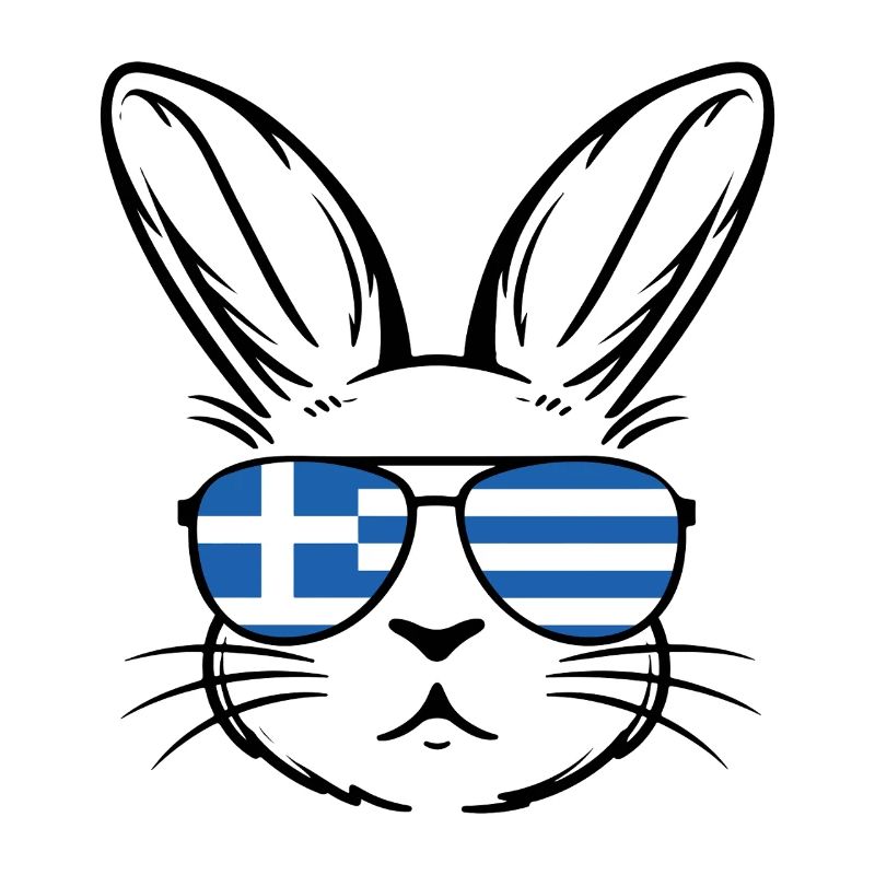 Drapeau grec de Pâques Lapin de Pâques