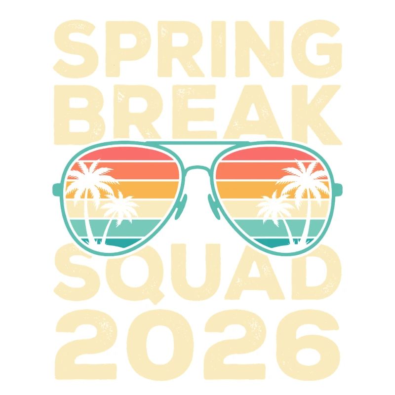 Spring Break Squad 2026 Retro Palm Tree Design