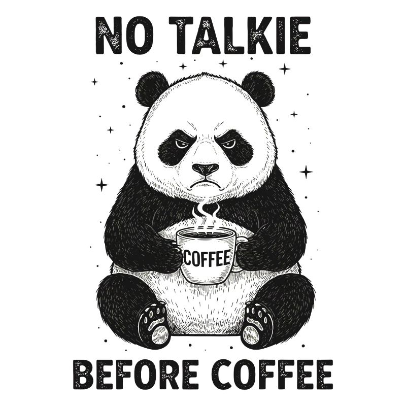 Pas de conversation devant un panda amateur de café