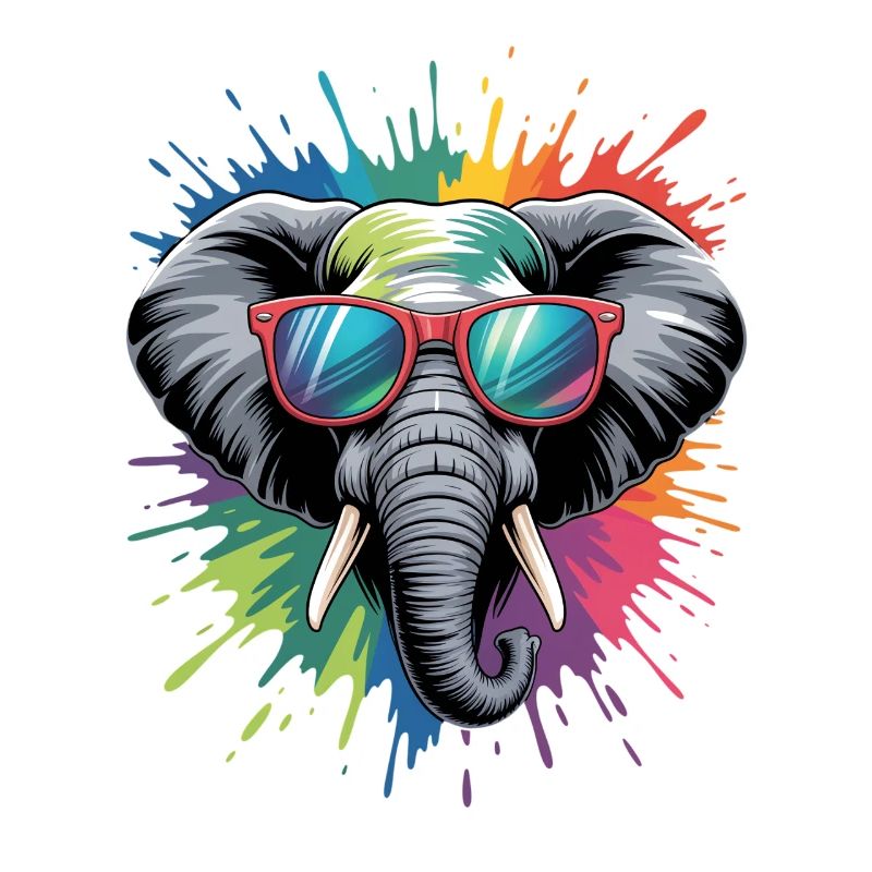 Bunter Elefant Wasserfarben Spritzer