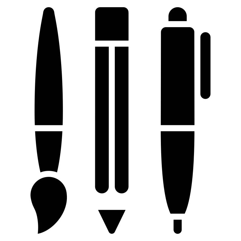 Pinsel, Bleistift und Stift - Kunst Symbol