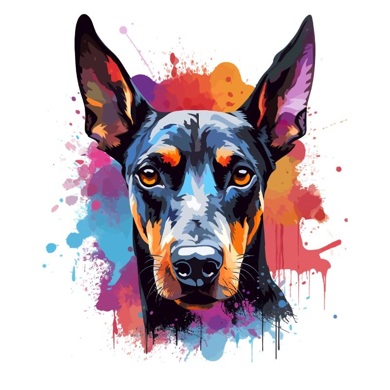 Portrait éclaboussé du Doberman vif