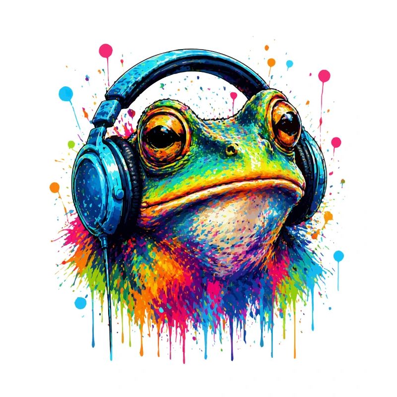 Grenouille explosion de couleur avec un casque