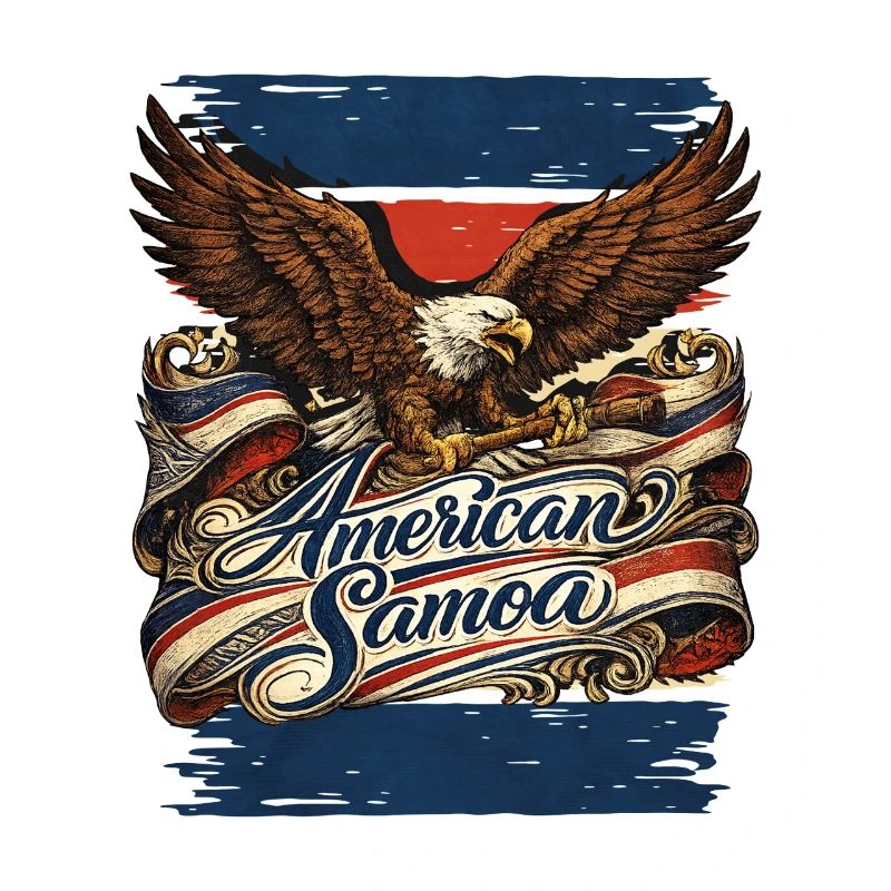 Eagle over flag ribbon American Samoa