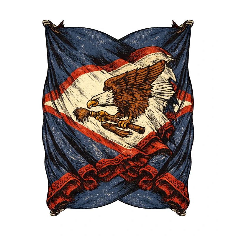 Vintage Eagle Flag Emblem with Rifle