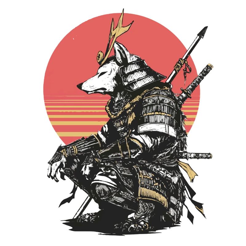 Wolf Samurai in Sunset Armor
