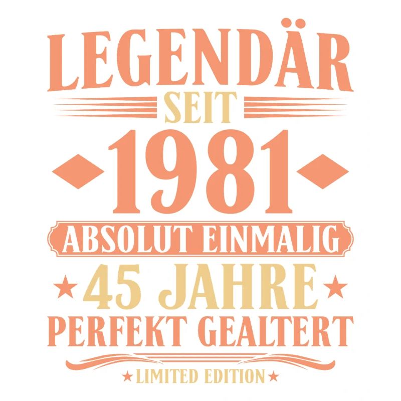 1981 Geboren - Absolut Einmalig 45. Geburtstag