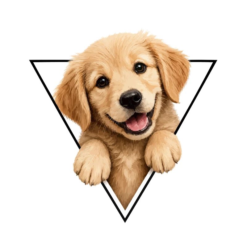 Dog pup in triangle frame