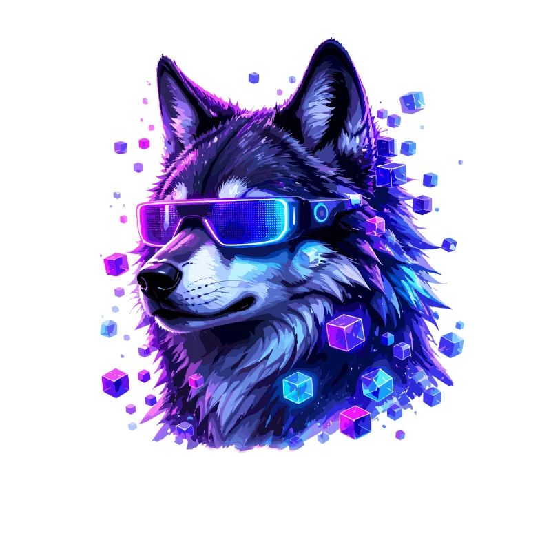 Neon wolf with VRBrille