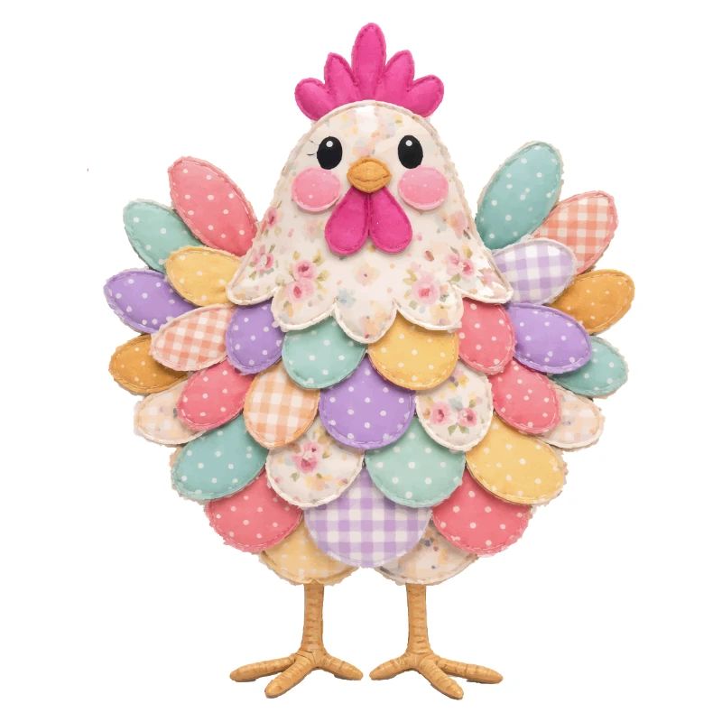Cute Patchwork Hen Rustic Style