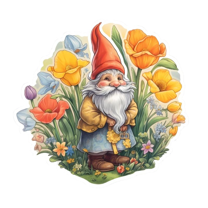 Zwerg in einer Blumenwiese