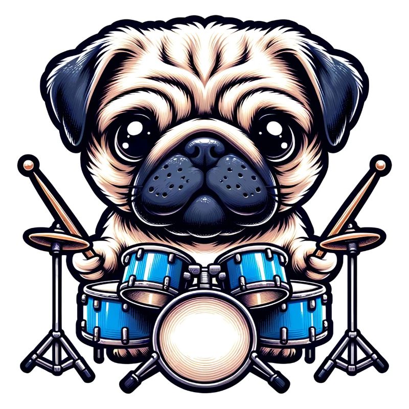 Cool Pug Drummer Design