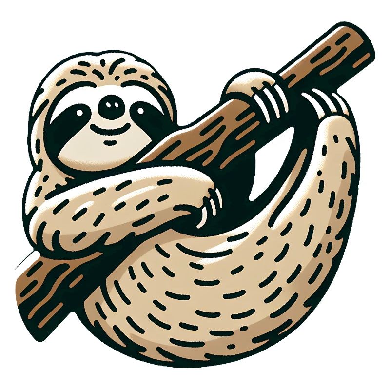Cute sloth on tree stay calm
