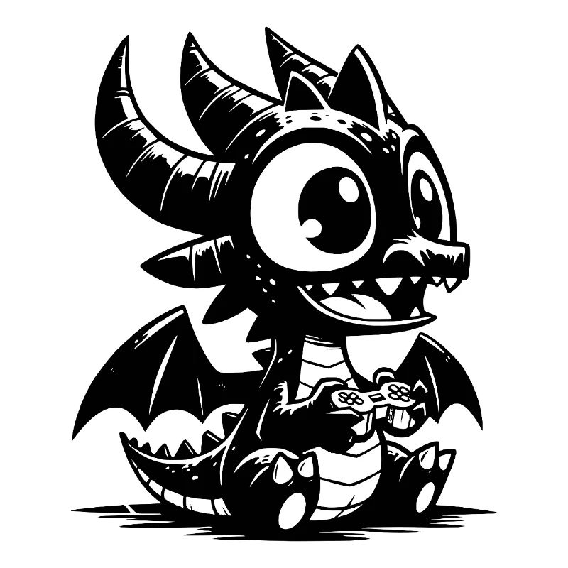 Kleiner süsser Drache mit Flügeln und Controller