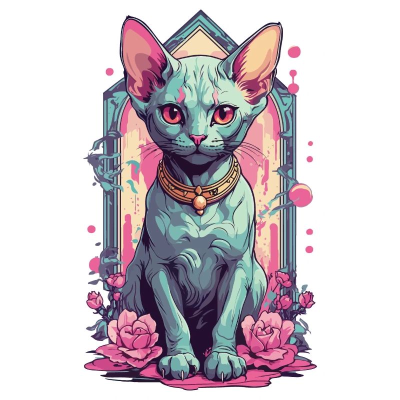 Sphynx Cat Pastel Goth Cat Lover Design