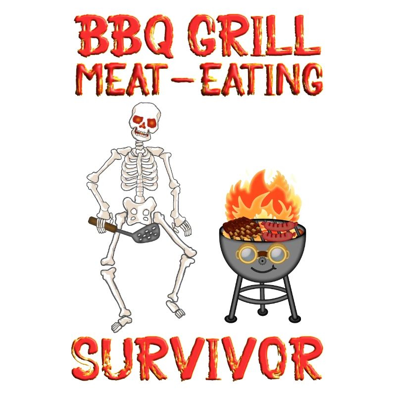 BBQ Grill Fleisch-essendes Überlebenden-Skelett