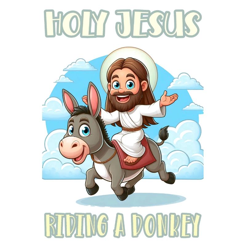 Holy Jesus riding a donkey