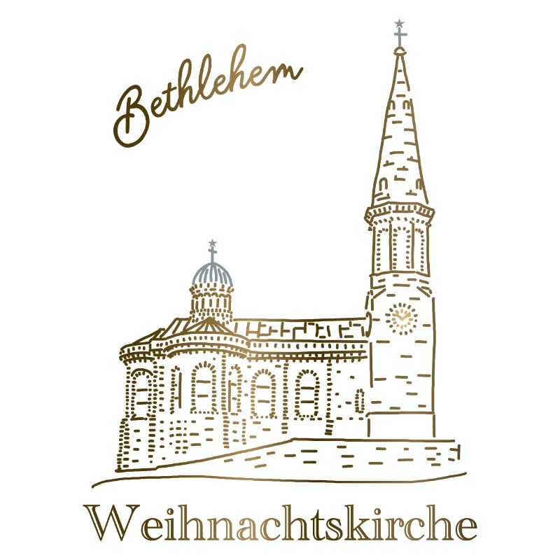 Weihnachtskirche Bethlehem, handgezeichnet