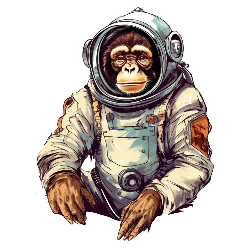 Space Monkey Retro Drawing