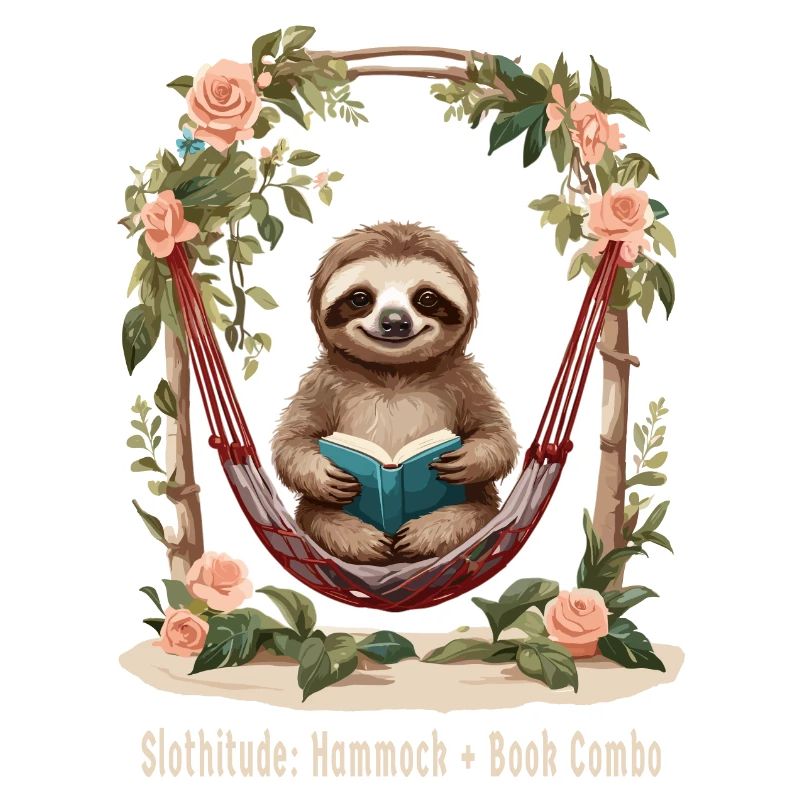 Cute sloth with book